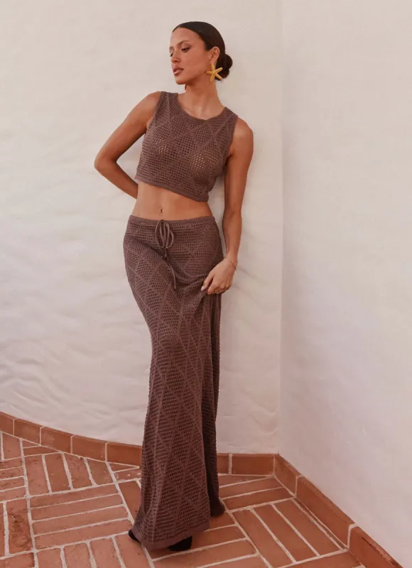 Santonio Crochet Maxi Skirt - Chocolate sold by Peppermayo