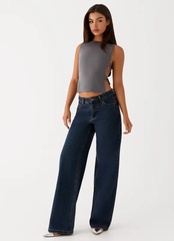 Keanna Low Rise Denim Jeans - Washed Denim sold by Peppermayo