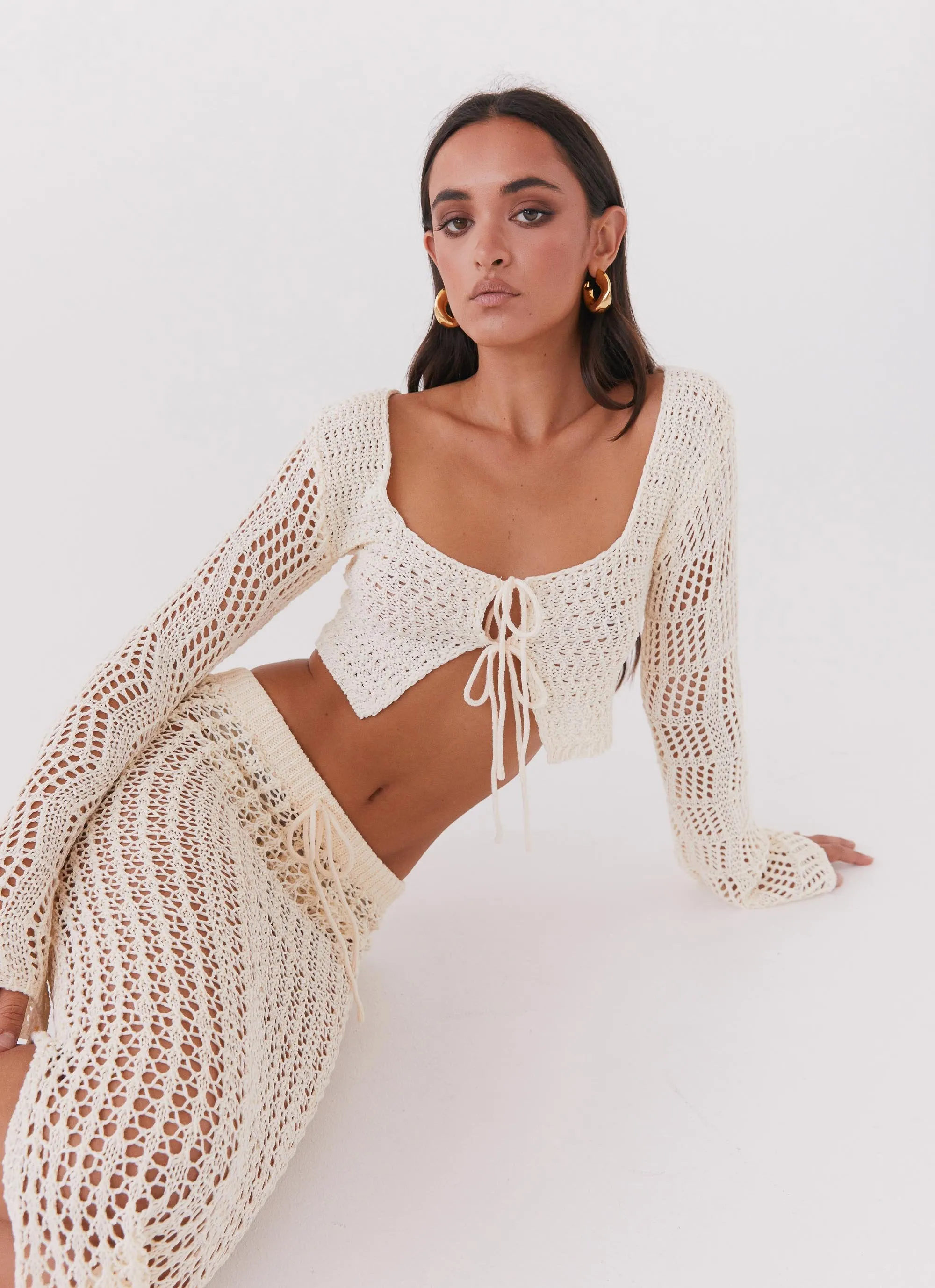 Rosalina Crochet Long Sleeve Top - Natural sold by Peppermayo product image thumbnail 2