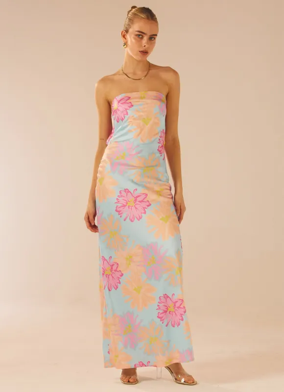 No Service Satin Maxi Dress - Spring Floral sold by Peppermayo