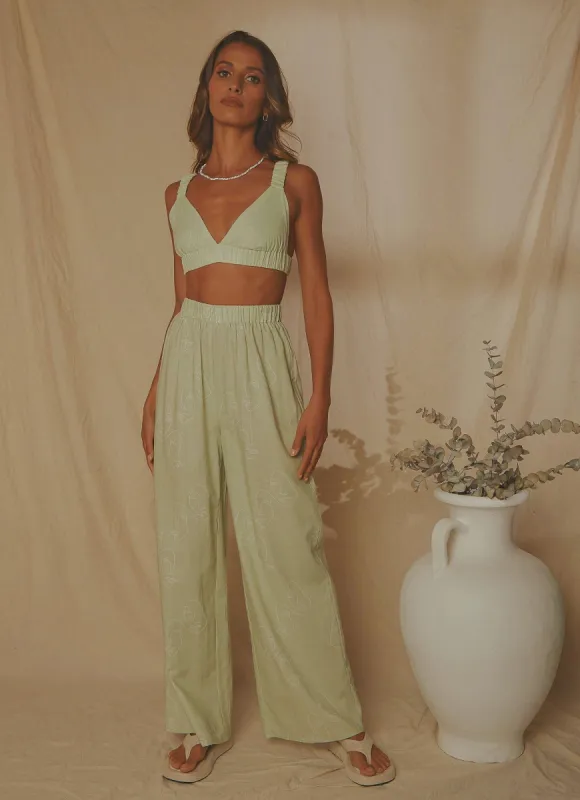 Isola Linen Pants - Sage sold by Peppermayo