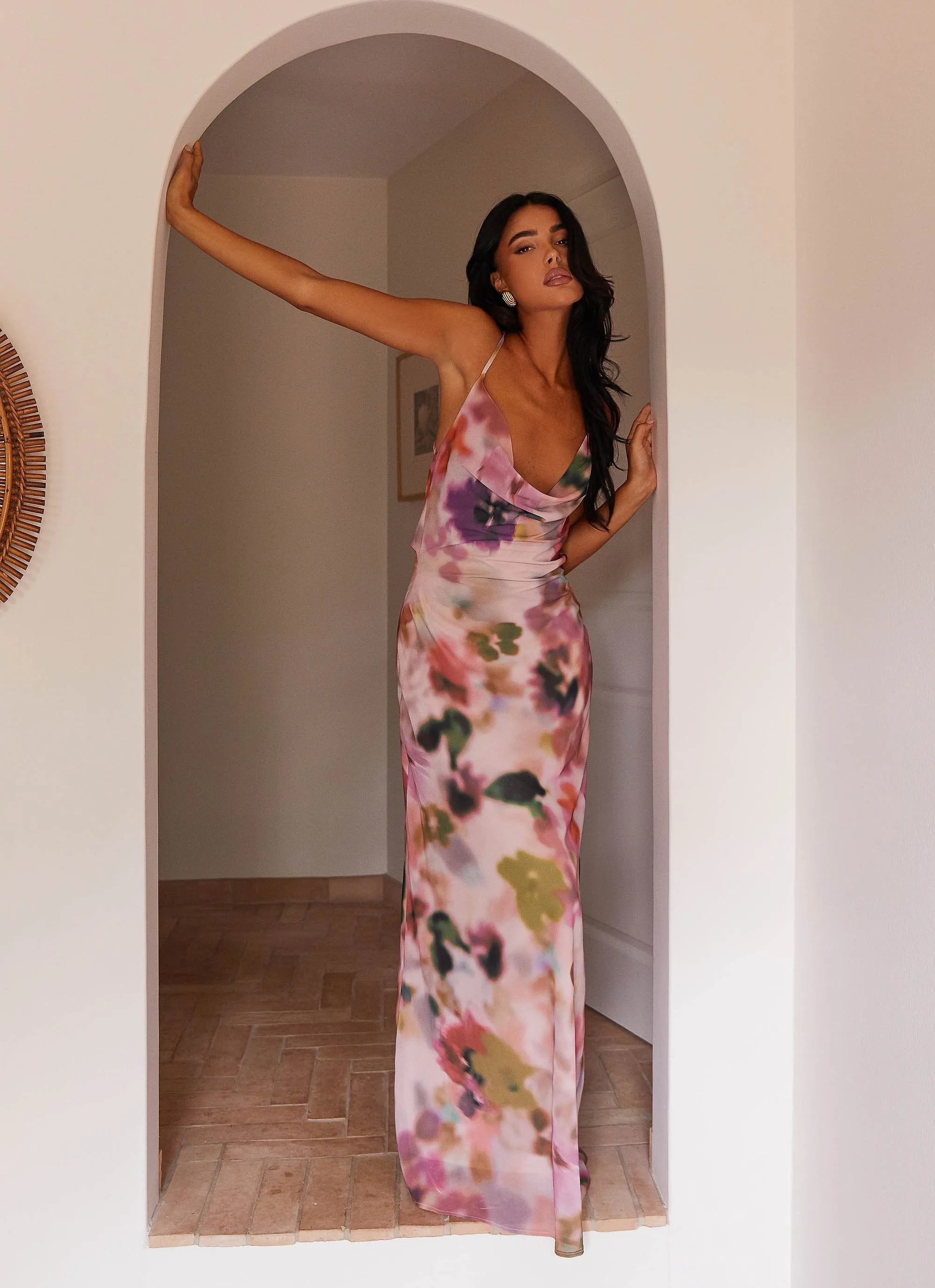 Abigail Cowl Maxi Dress - Mystic Meadow sold by Peppermayo