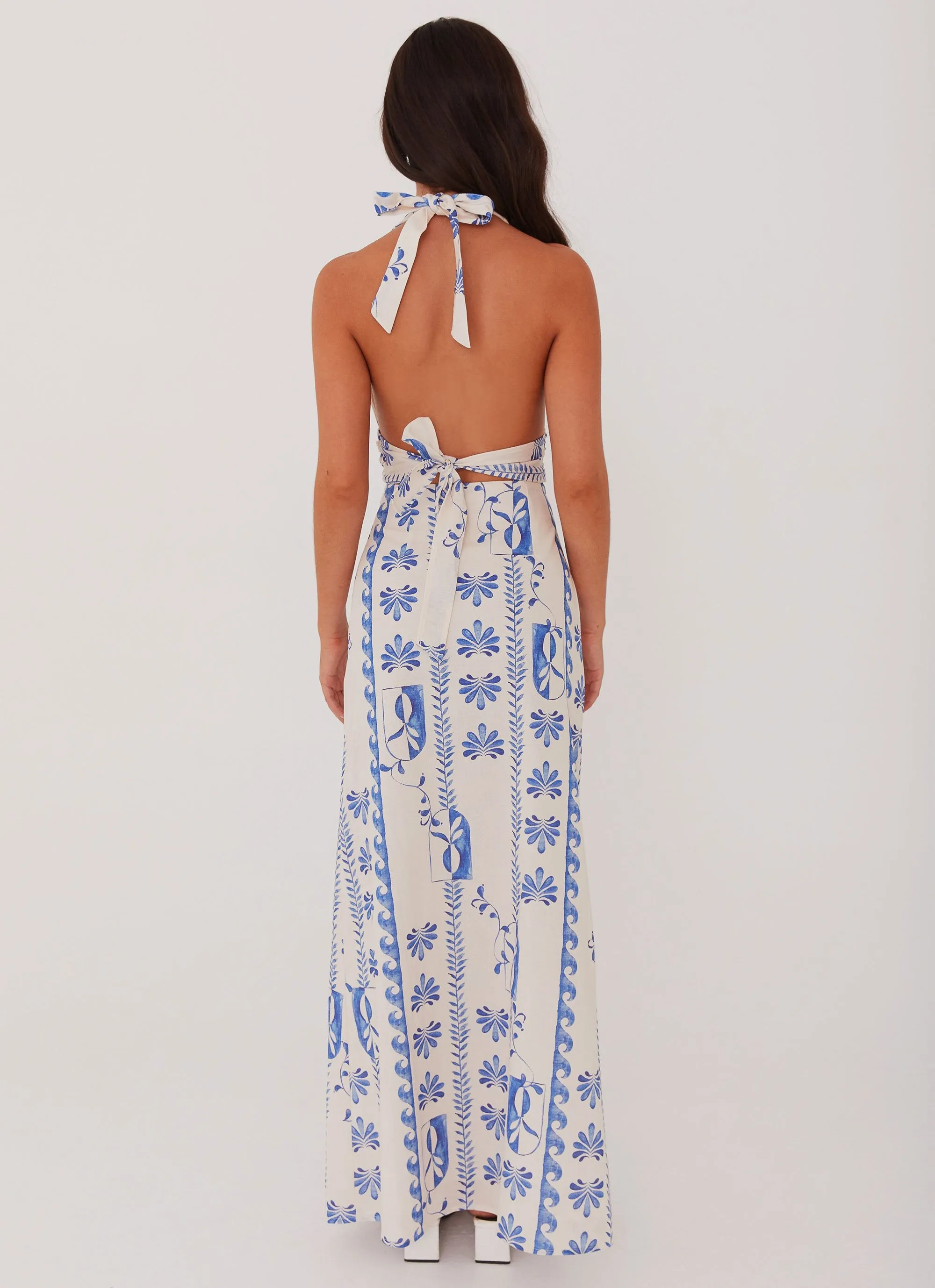 Sky Linen Maxi Dress - Floral Wave sold by Peppermayo product image thumbnail 3