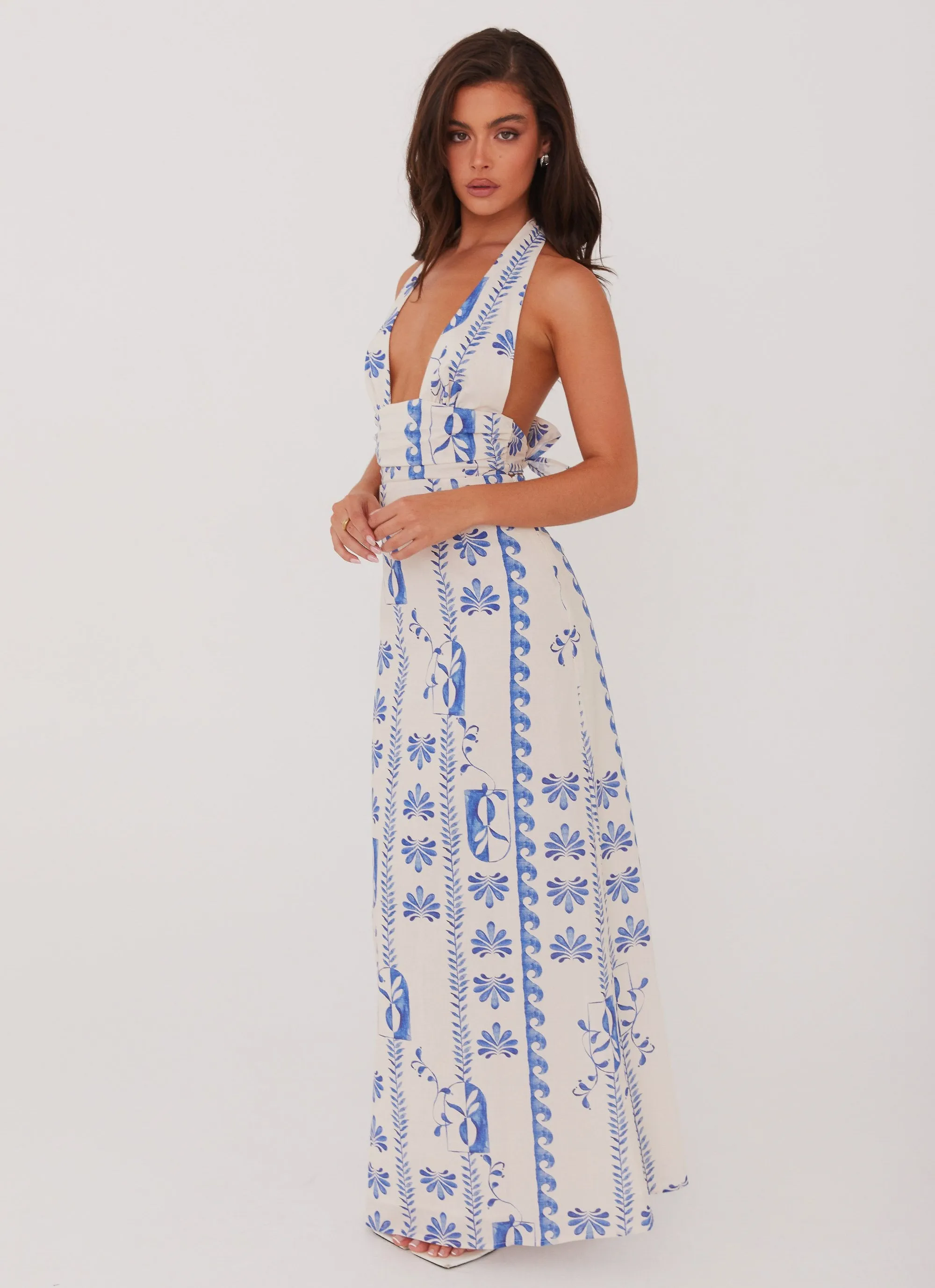 Sky Linen Maxi Dress - Floral Wave sold by Peppermayo product image thumbnail 2