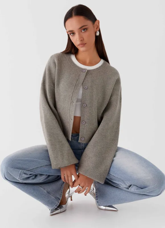 Daphne Knit Cardigan - Light Grey sold by Peppermayo