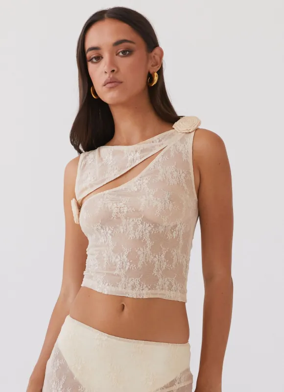 Nakia Rose Lace Top - Ivory sold by Peppermayo