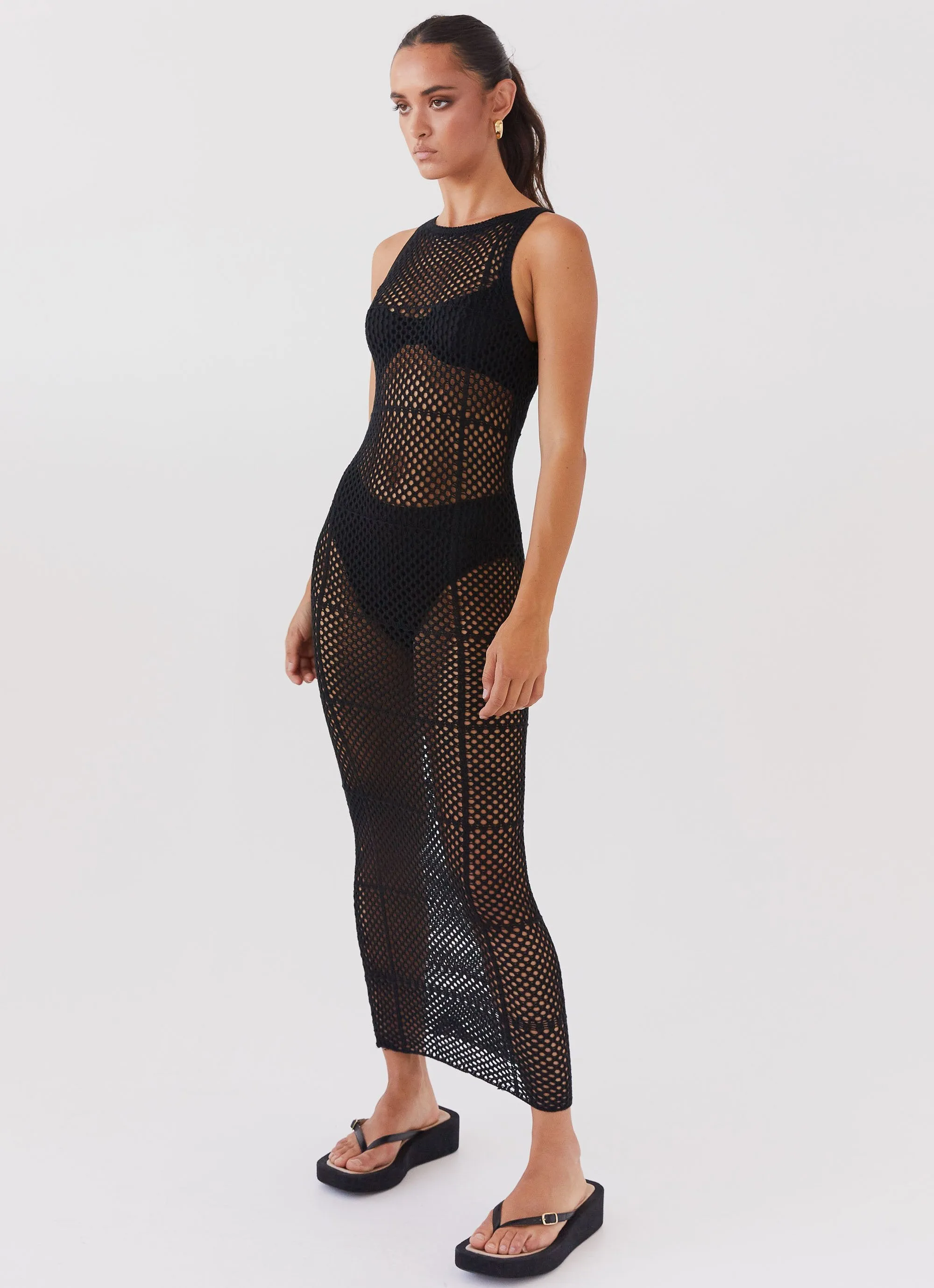 Night Waves Crochet Maxi Dress - Black sold by Peppermayo product image thumbnail 4