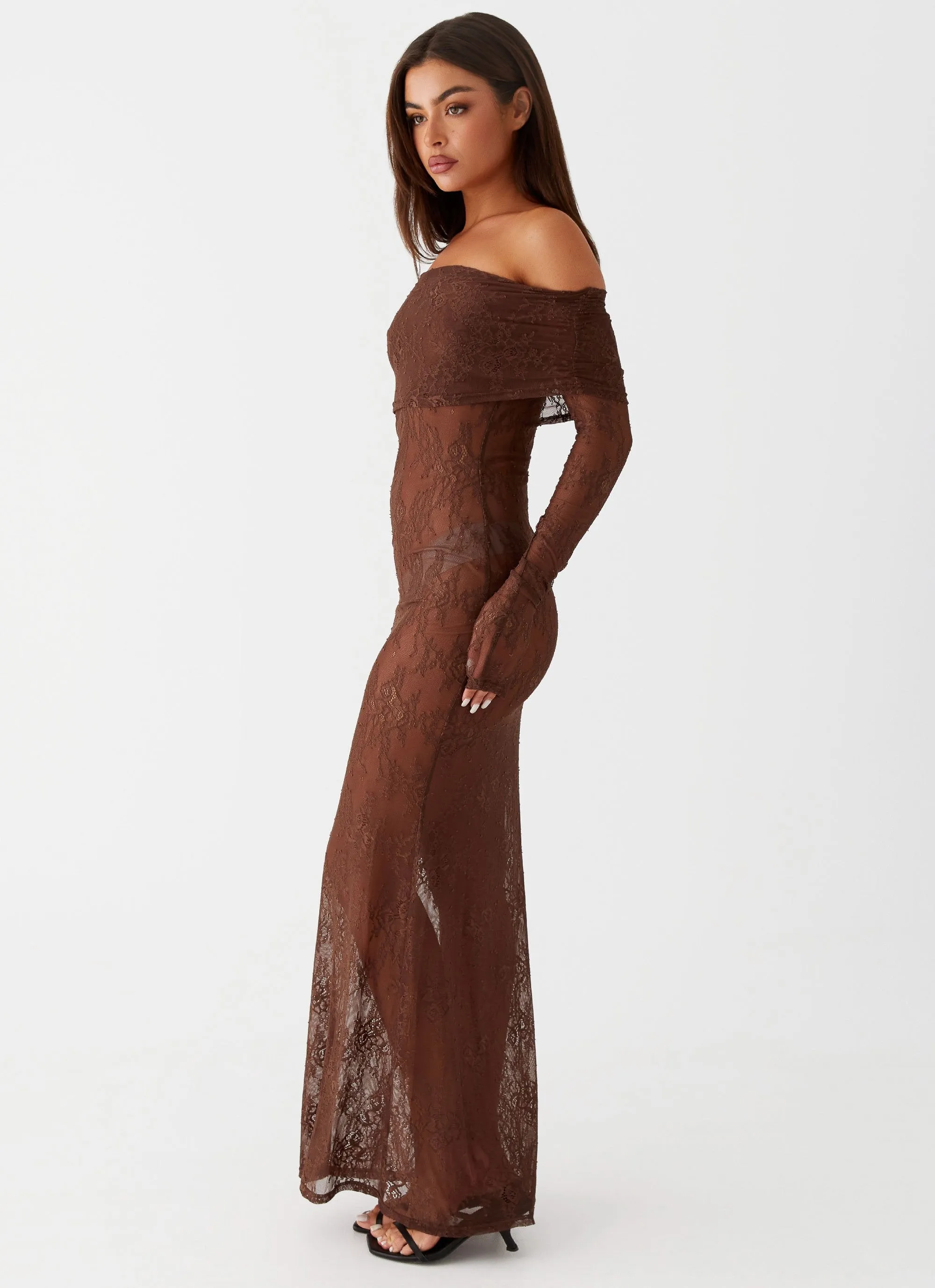 Nadia Lace Maxi Dress - Chocolate sold by Peppermayo product image thumbnail 3