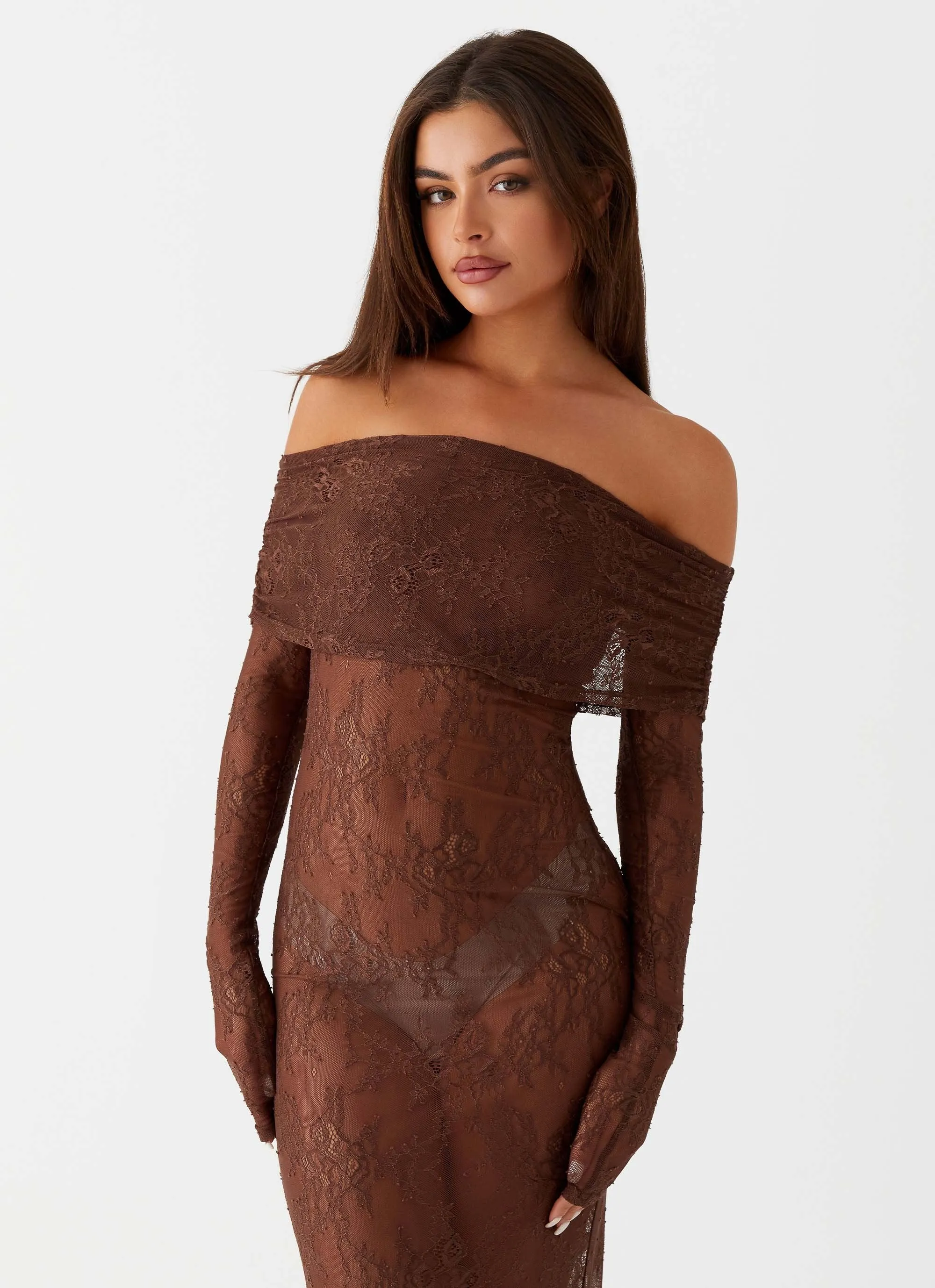 Nadia Lace Maxi Dress - Chocolate sold by Peppermayo product image thumbnail 5