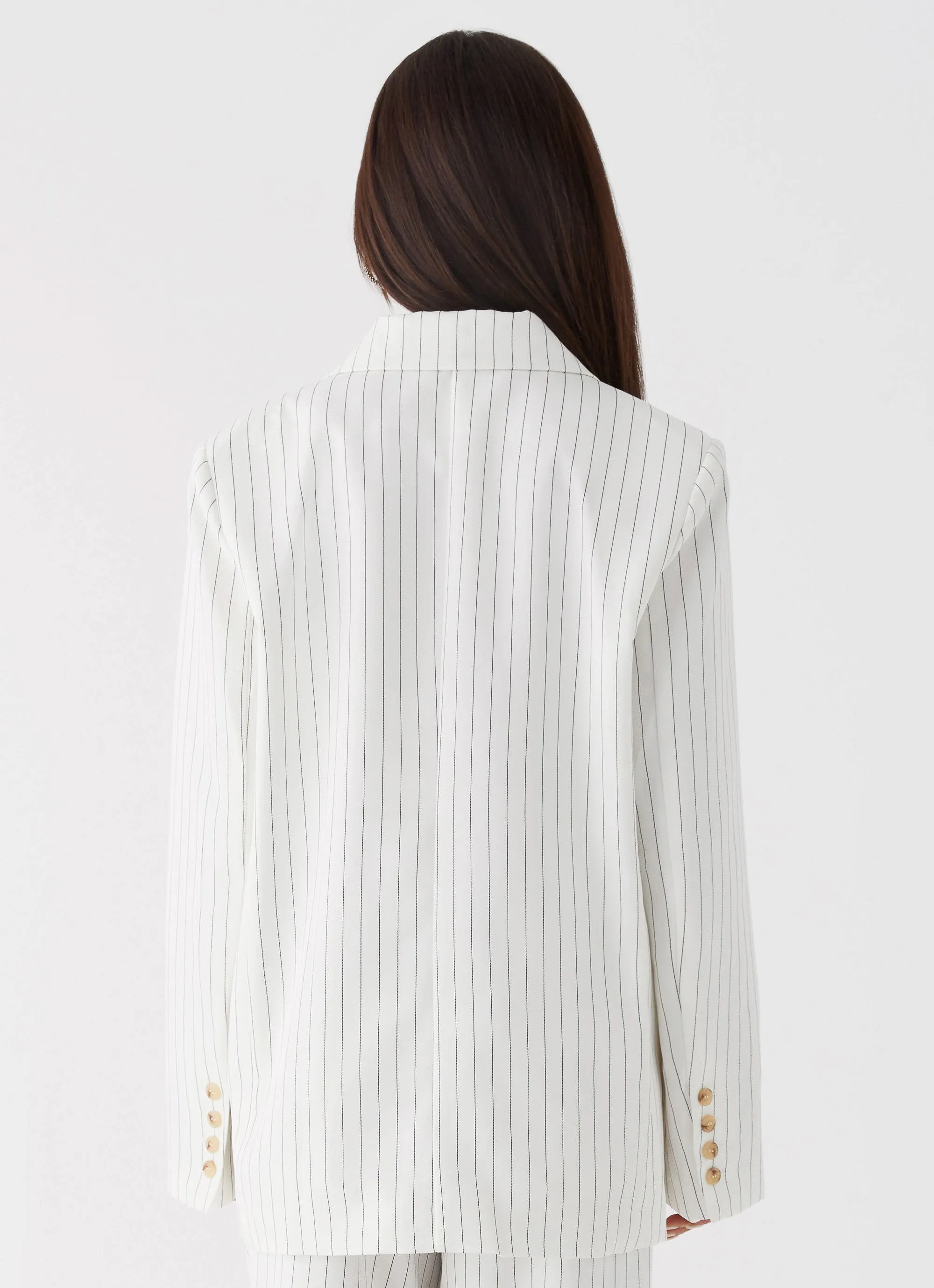Can't Leave Pinstripe Oversized Blazer - White Pinstripe sold by Peppermayo product image thumbnail 5