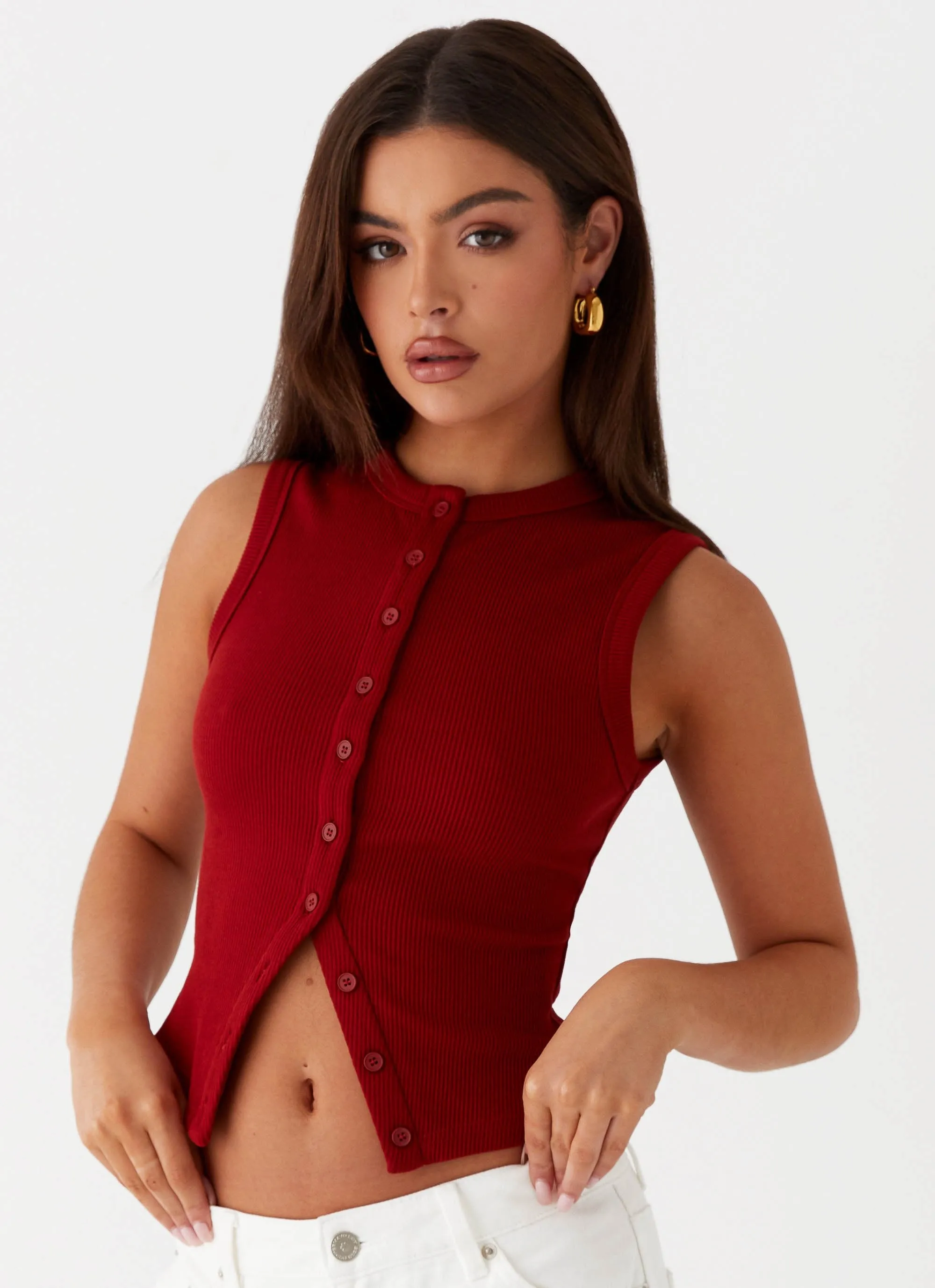 Blair Buttoned Tank Top - Ribbed Knit sold by Peppermayo product image thumbnail 5