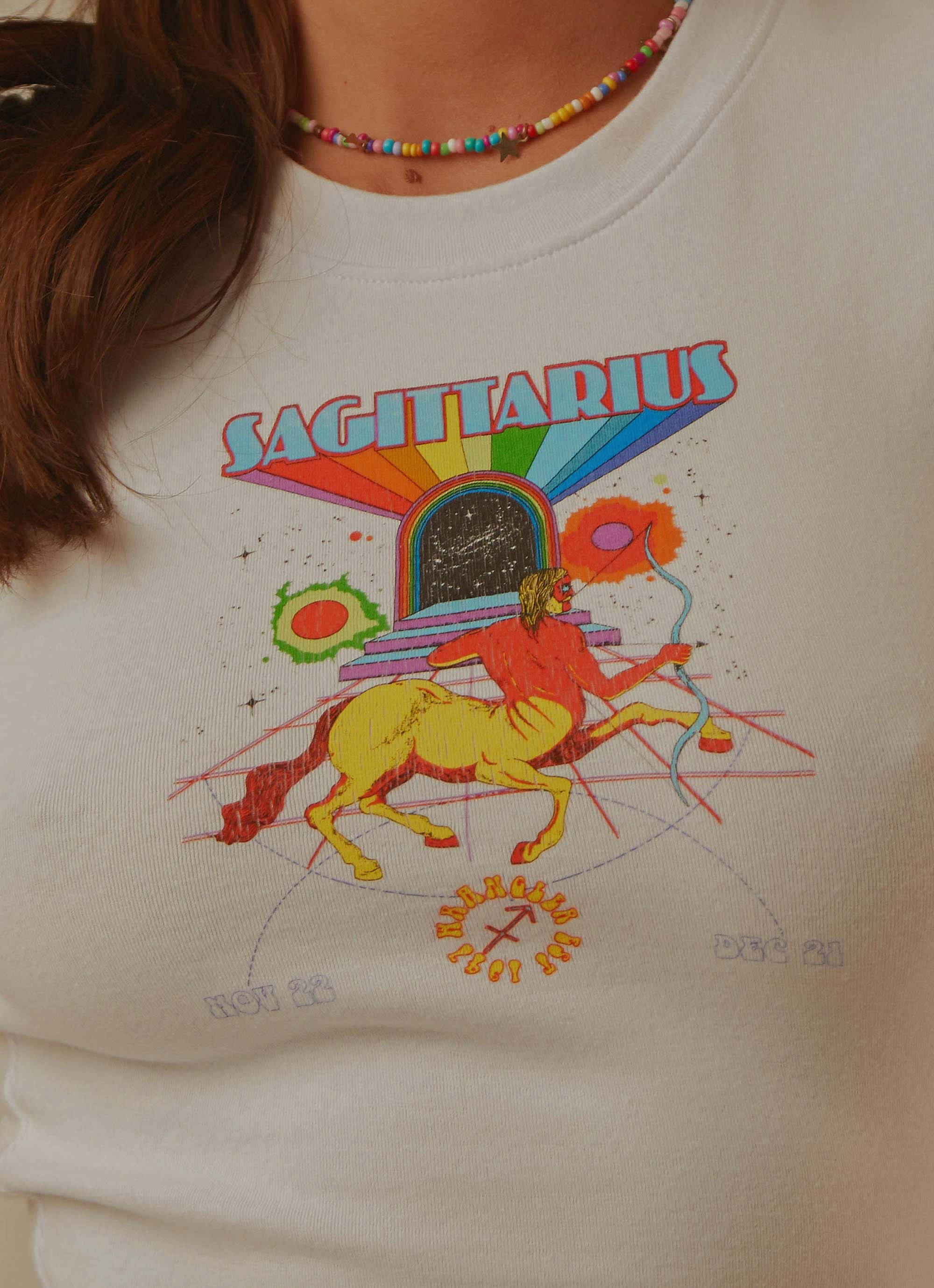 Sagittarius Baby Tee - White sold by Peppermayo product image thumbnail 5