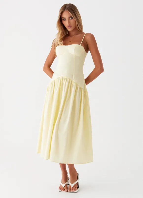 Yvette Corset Midi Dress - Yellow sold by Peppermayo