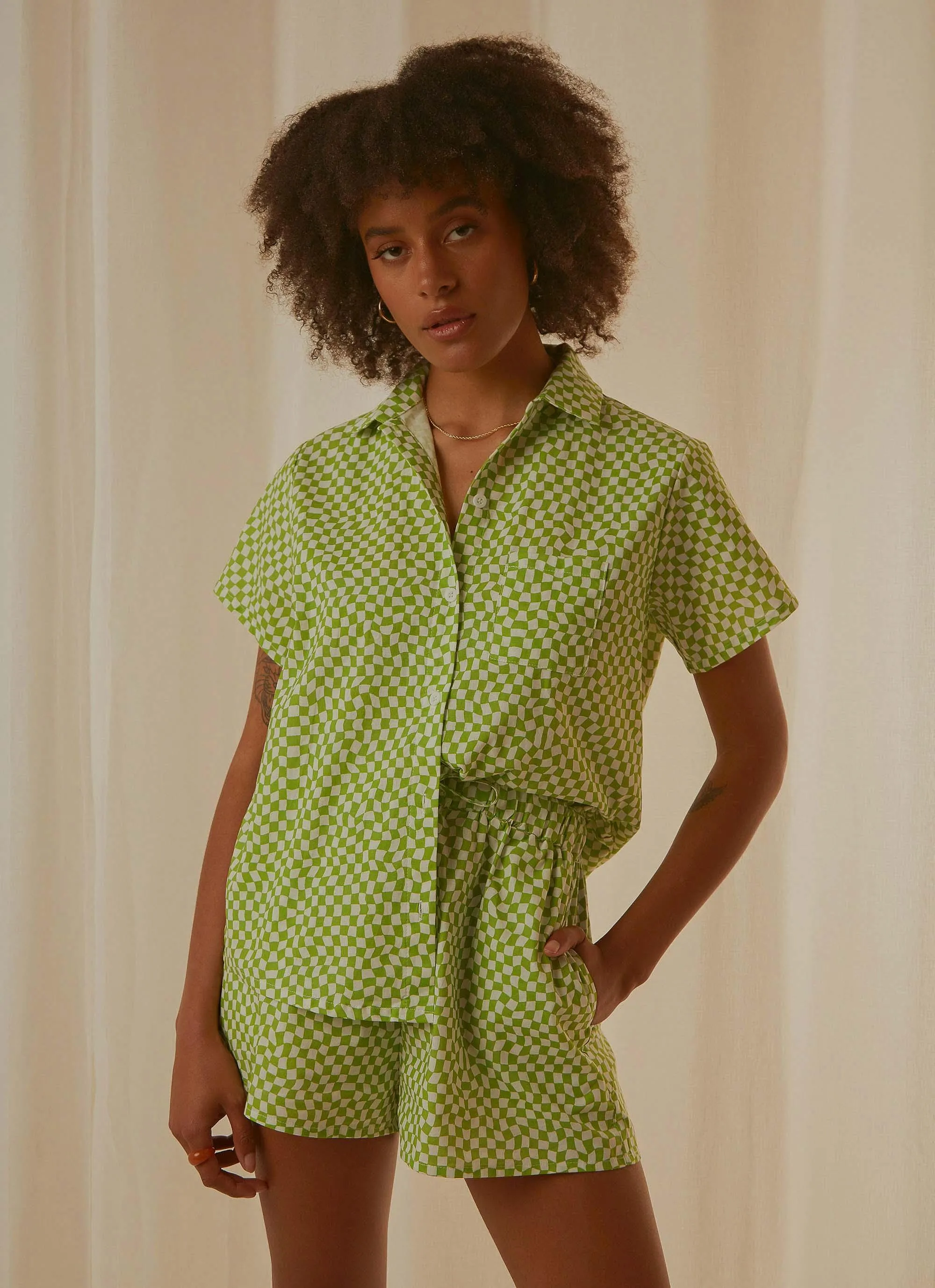 Seventies Groove Shirt - Lime Warp Check sold by Peppermayo product image thumbnail 3