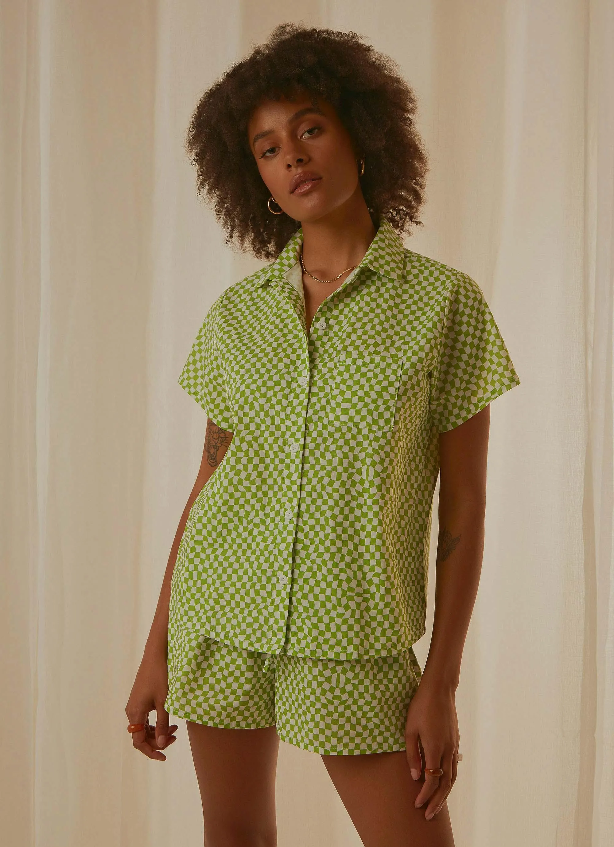 Seventies Groove Shirt - Lime Warp Check sold by Peppermayo product image thumbnail 4