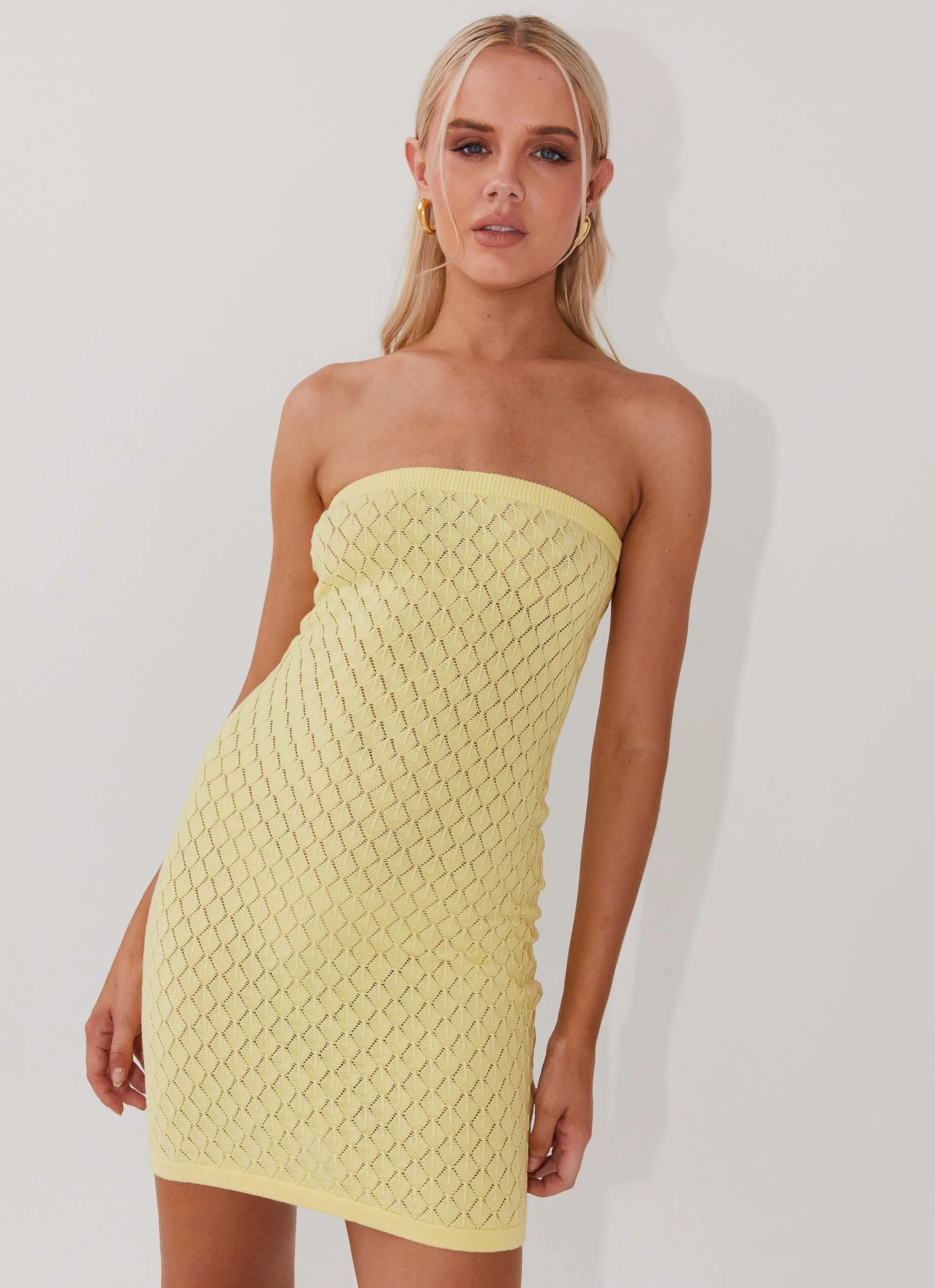 Lifeline Knit Tube Mini Dress - Lemon sold by Peppermayo