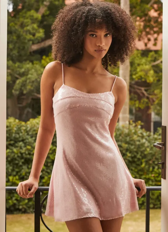 Paloma Blush Sequin Mini Dress - Pink sold by Peppermayo