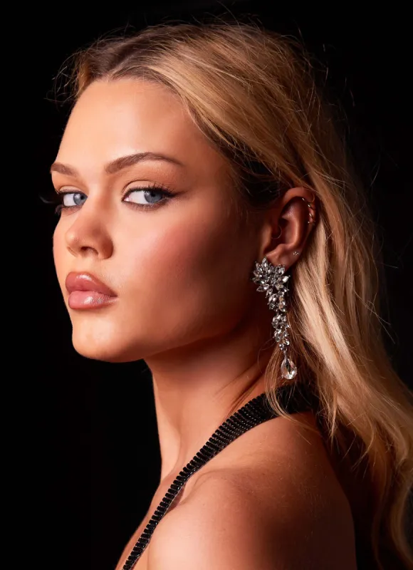 Audacious Diamante Earrings - Silver sold by Peppermayo