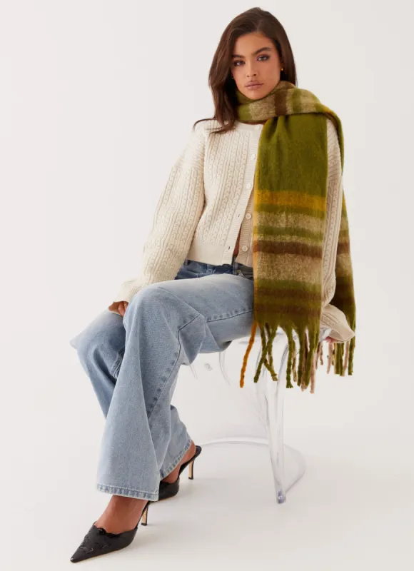 Rainier Plaid Scarf - Green made by Peppermayo