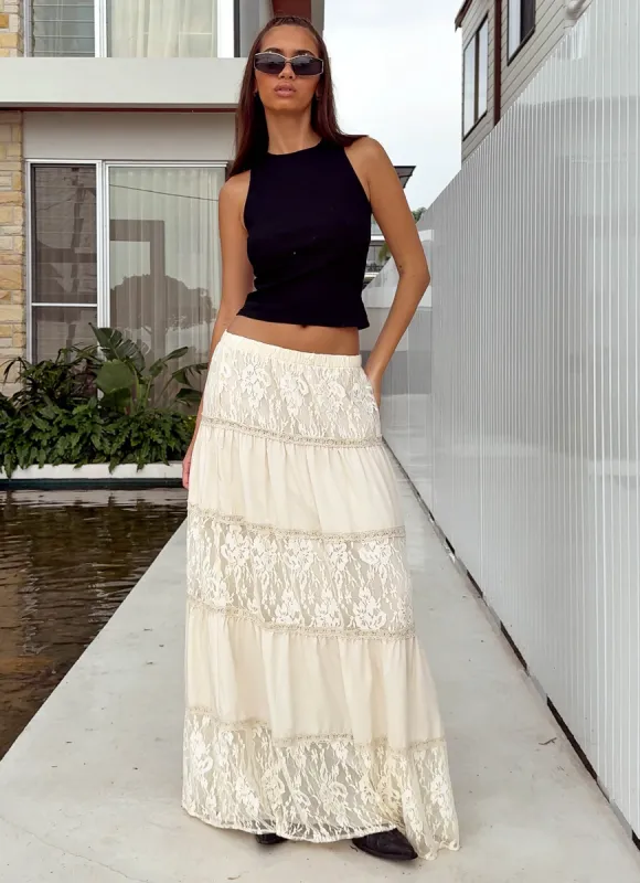 Loretta Maxi Skirt - Ivory sold by Peppermayo