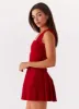 Justina Belted Mini Dress - Red sold by Peppermayo