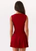 Justina Belted Mini Dress - Red sold by Peppermayo