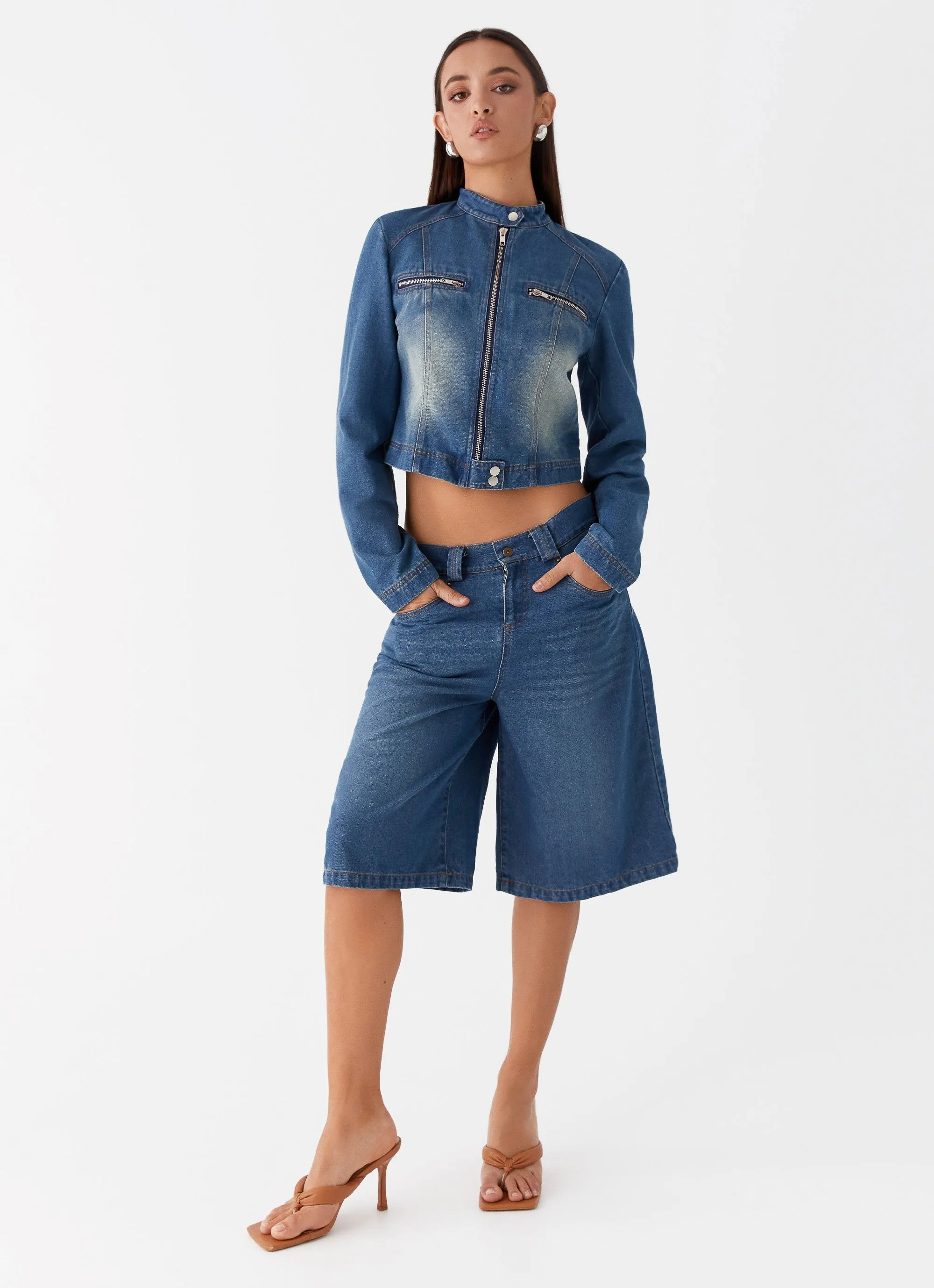 Ride Elegant Baggy Jorts - Vintage Blue Wash sold by Peppermayo