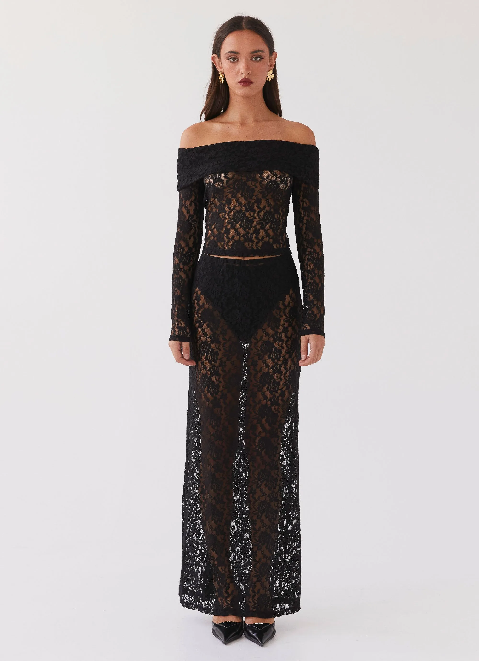Zephyra Lace Maxi Skirt - Black sold by Peppermayo product image thumbnail 2