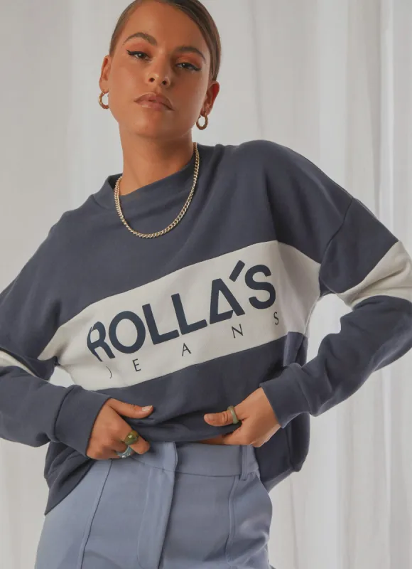 Split Logo Sweater - Navy made by Peppermayo