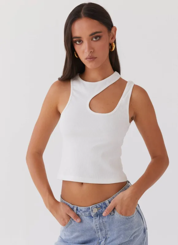 Isla Cut Out Tank Top - White sold by Peppermayo