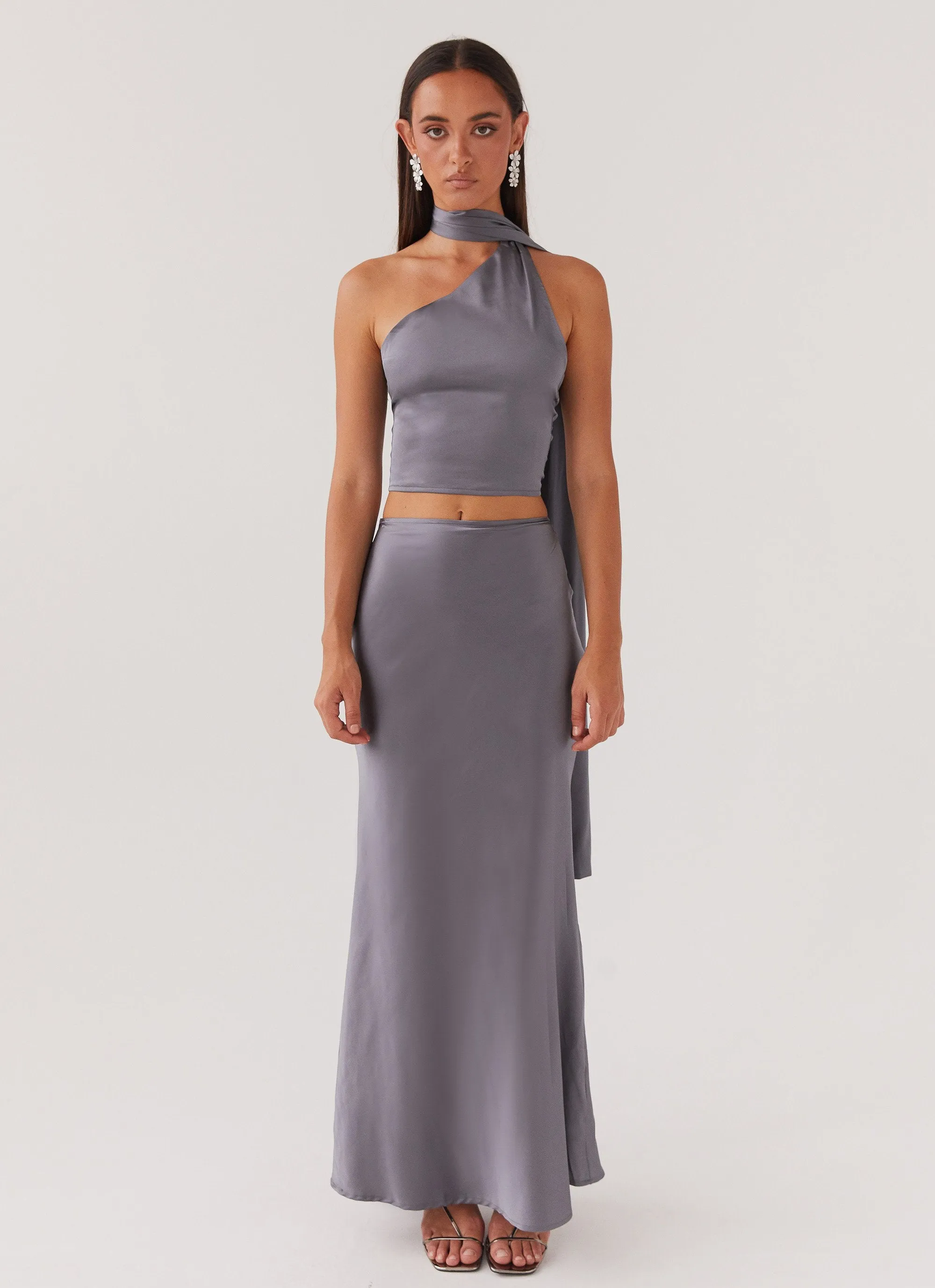 Josefina Satin Maxi Skirt - Slate sold by Peppermayo product image thumbnail 2