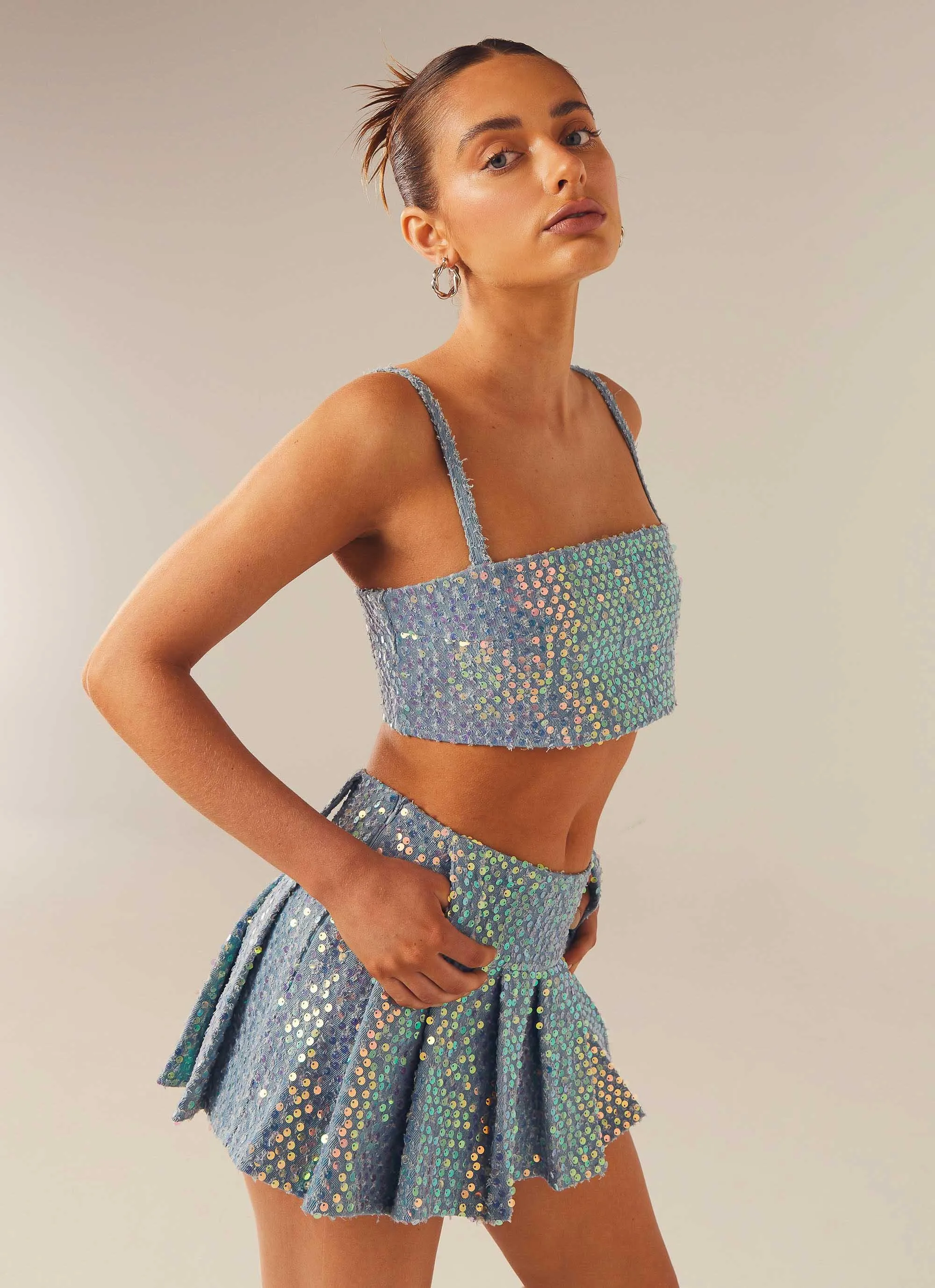 Fly Girl Mini Skirt - Sequin Denim sold by Peppermayo product image thumbnail 5