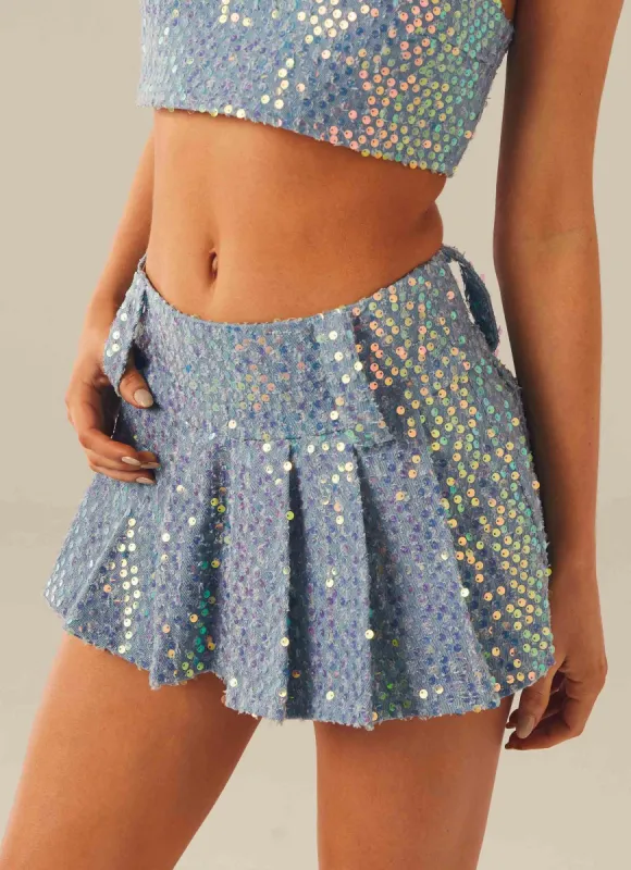 Fly Girl Mini Skirt - Sequin Denim sold by Peppermayo