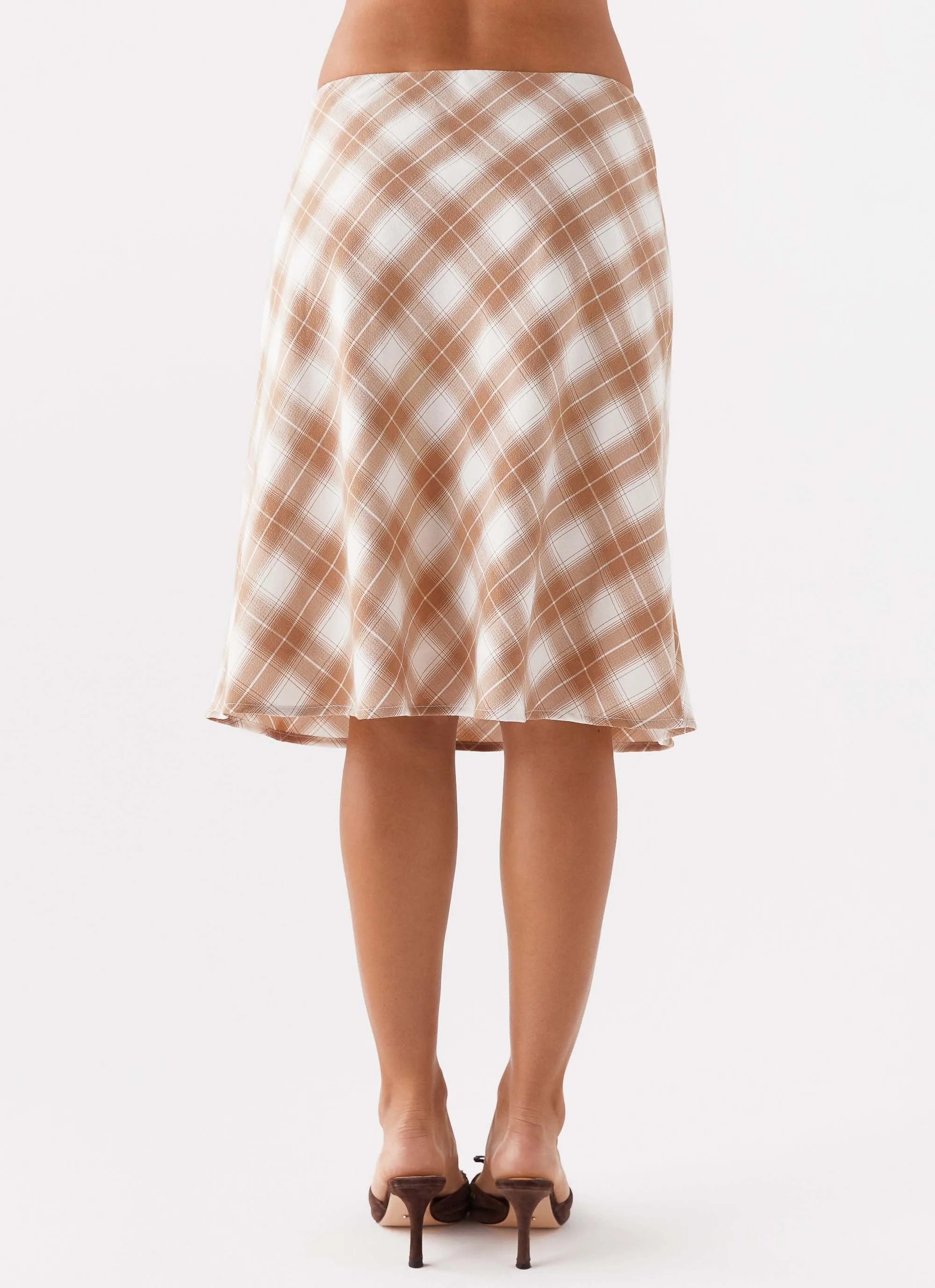 Andie Midi Skirt - Brown/White Plaid sold by Peppermayo product image thumbnail 4