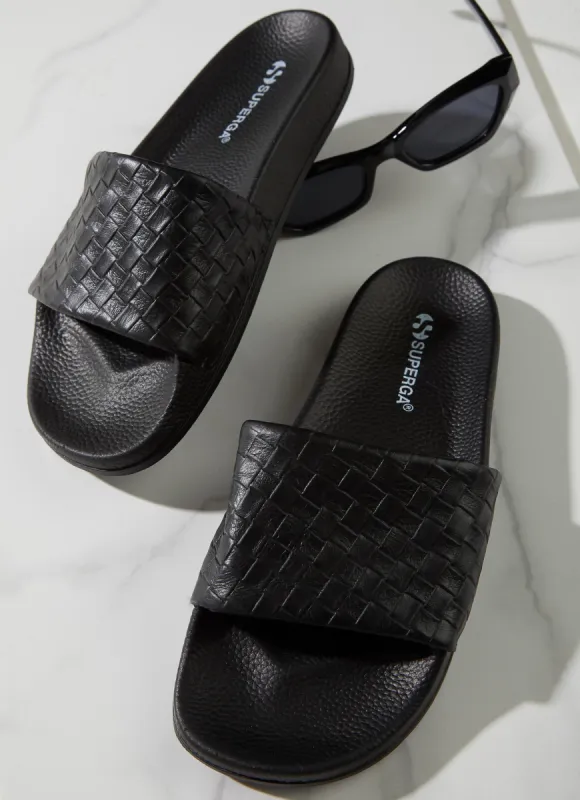 1908 Slides Woven Leather - 005 Black made by Superga