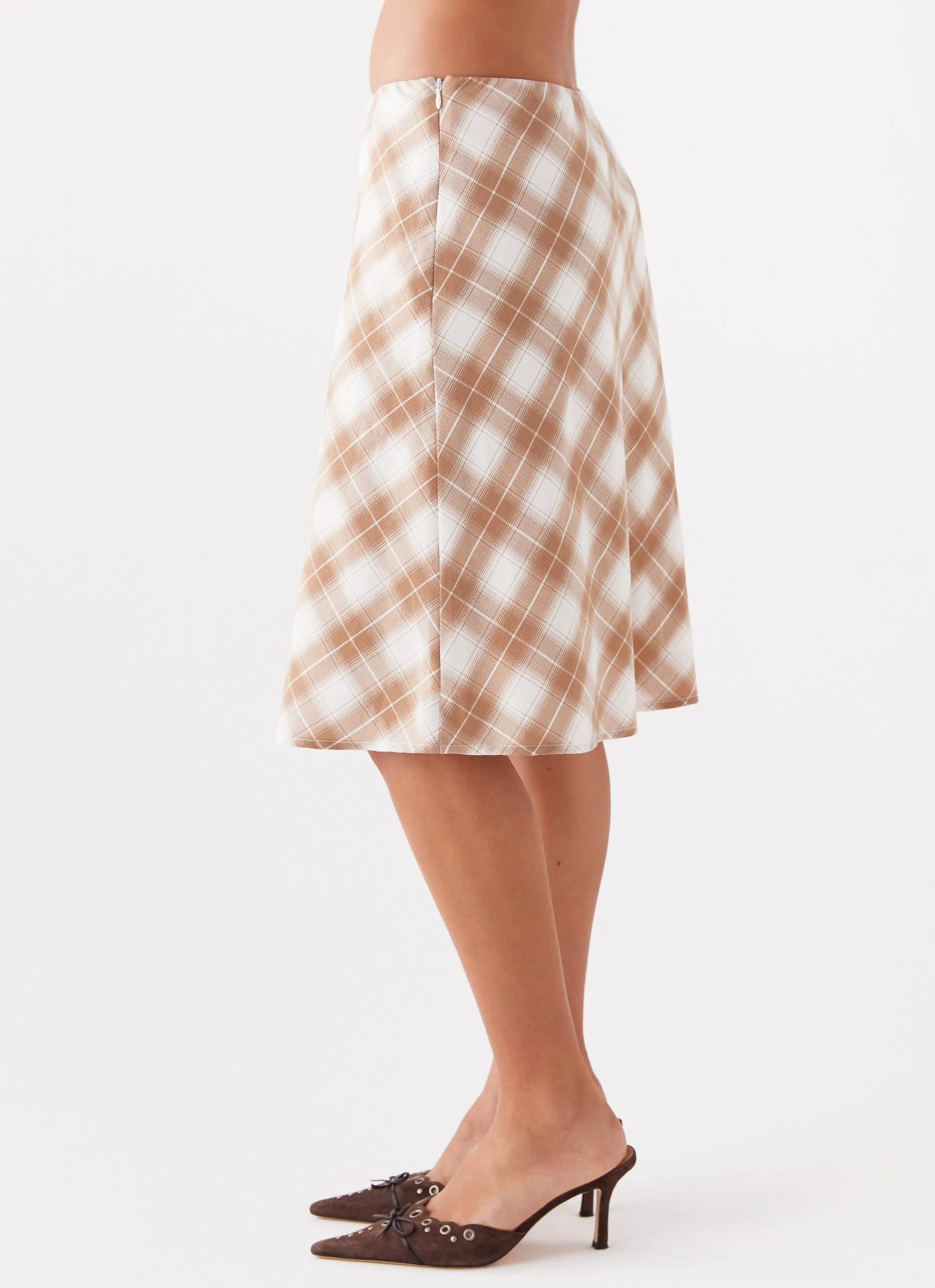 Andie Midi Skirt - Brown/White Plaid sold by Peppermayo product image thumbnail 3