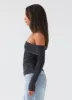Hayley Long Sleeve Ribbed Top - Charcoal Acid Wash sold by Peppermayo