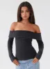 Hayley Long Sleeve Ribbed Top - Charcoal Acid Wash sold by Peppermayo
