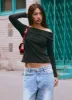 Hayley Long Sleeve Ribbed Top - Charcoal Acid Wash sold by Peppermayo