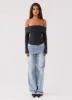 Hayley Long Sleeve Ribbed Top - Charcoal Acid Wash sold by Peppermayo