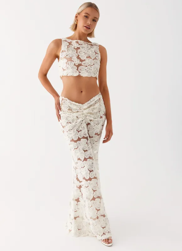 Fiorella Floret Maxi Skirt - Ivory sold by Peppermayo
