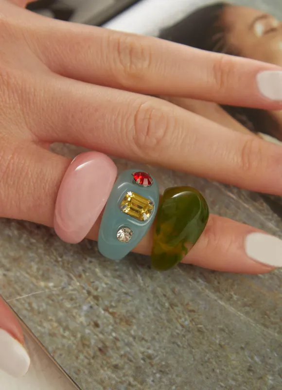 Real Groove Resin Ring Set - Multi sold by Peppermayo