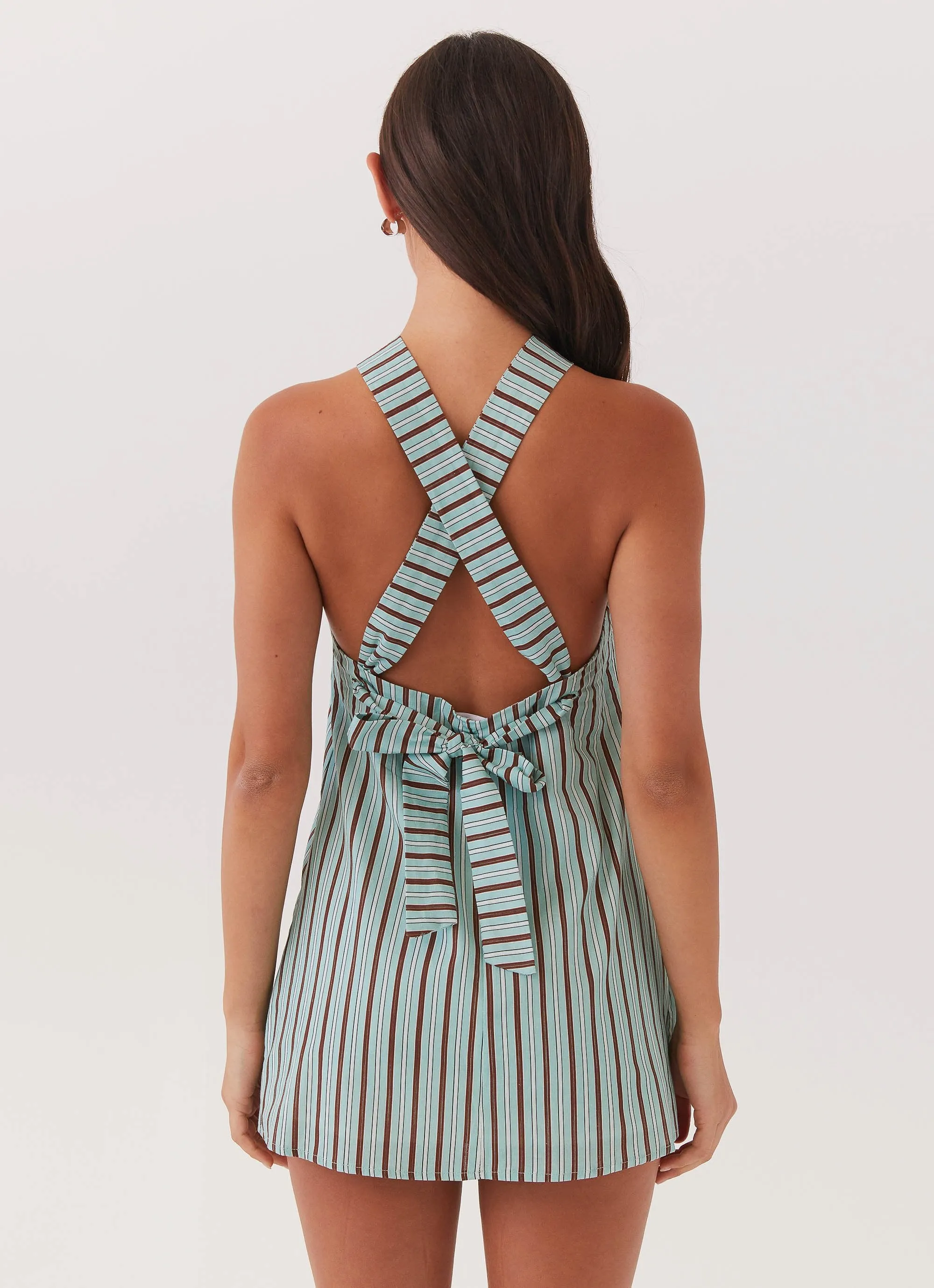Keira Linen Mini Dress - Coastal Stripe sold by Peppermayo product image thumbnail 3