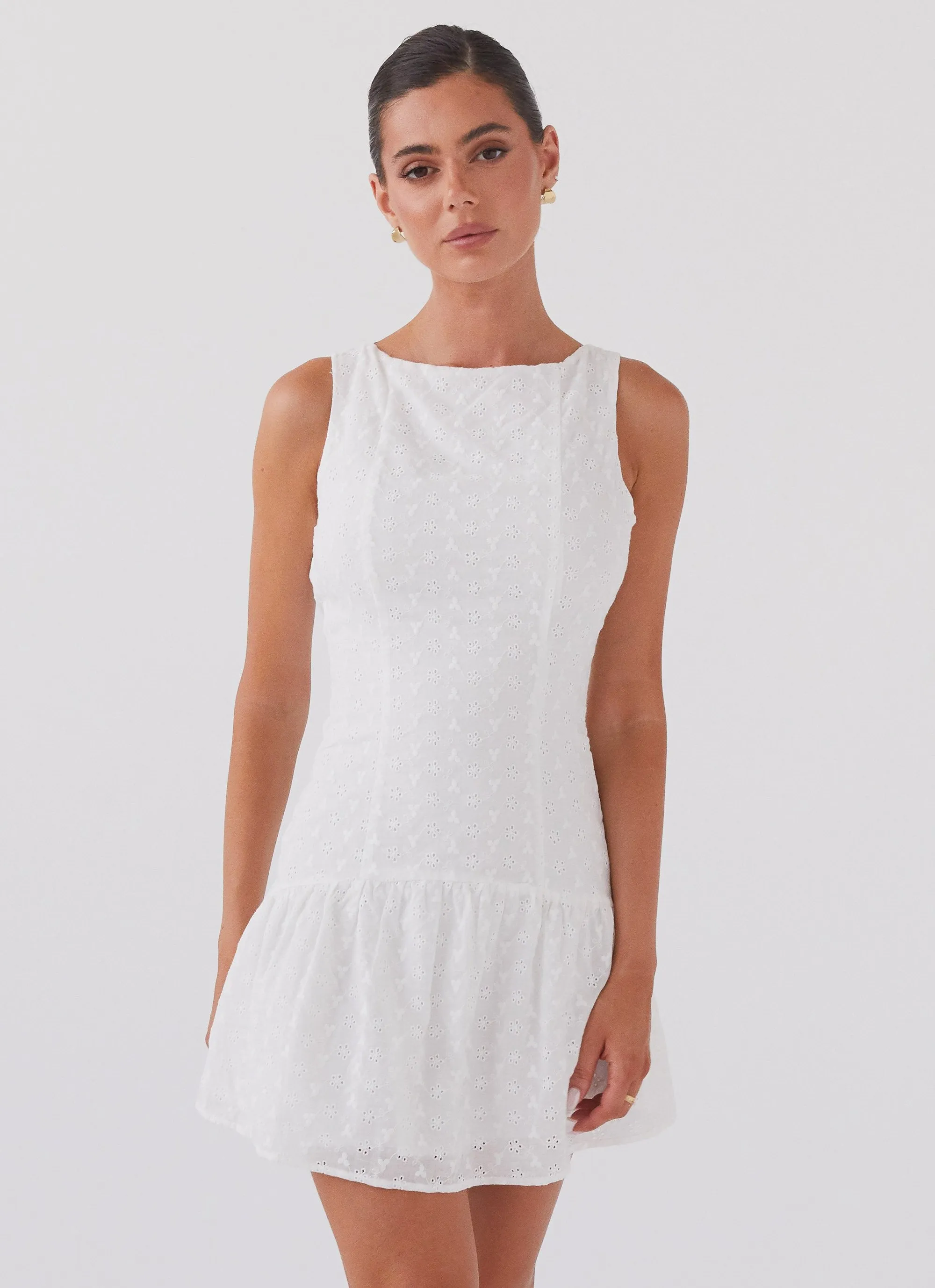 Adyson Broderie Mini Dress - White sold by Peppermayo product image thumbnail 3