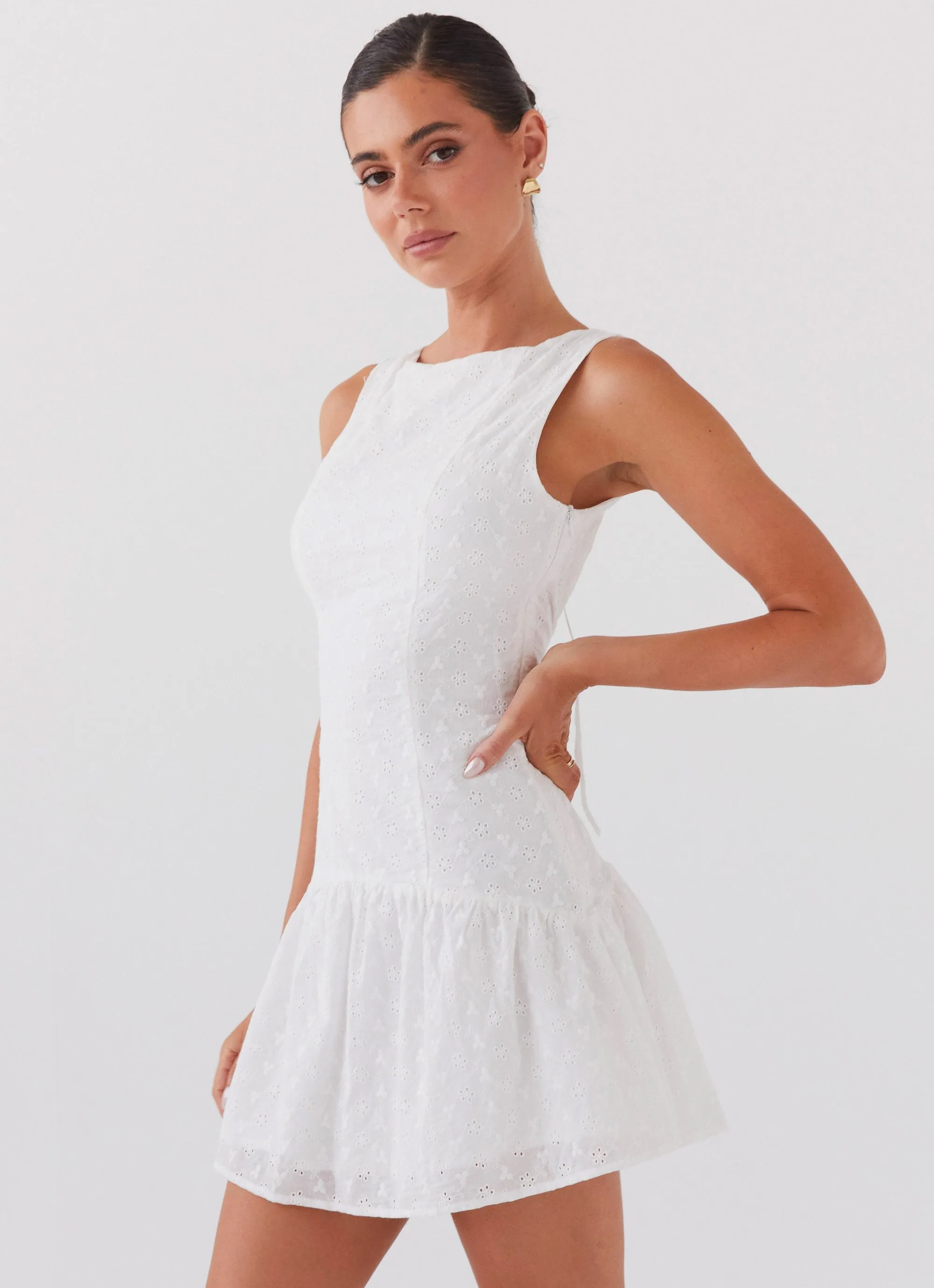 Adyson Broderie Mini Dress - White sold by Peppermayo