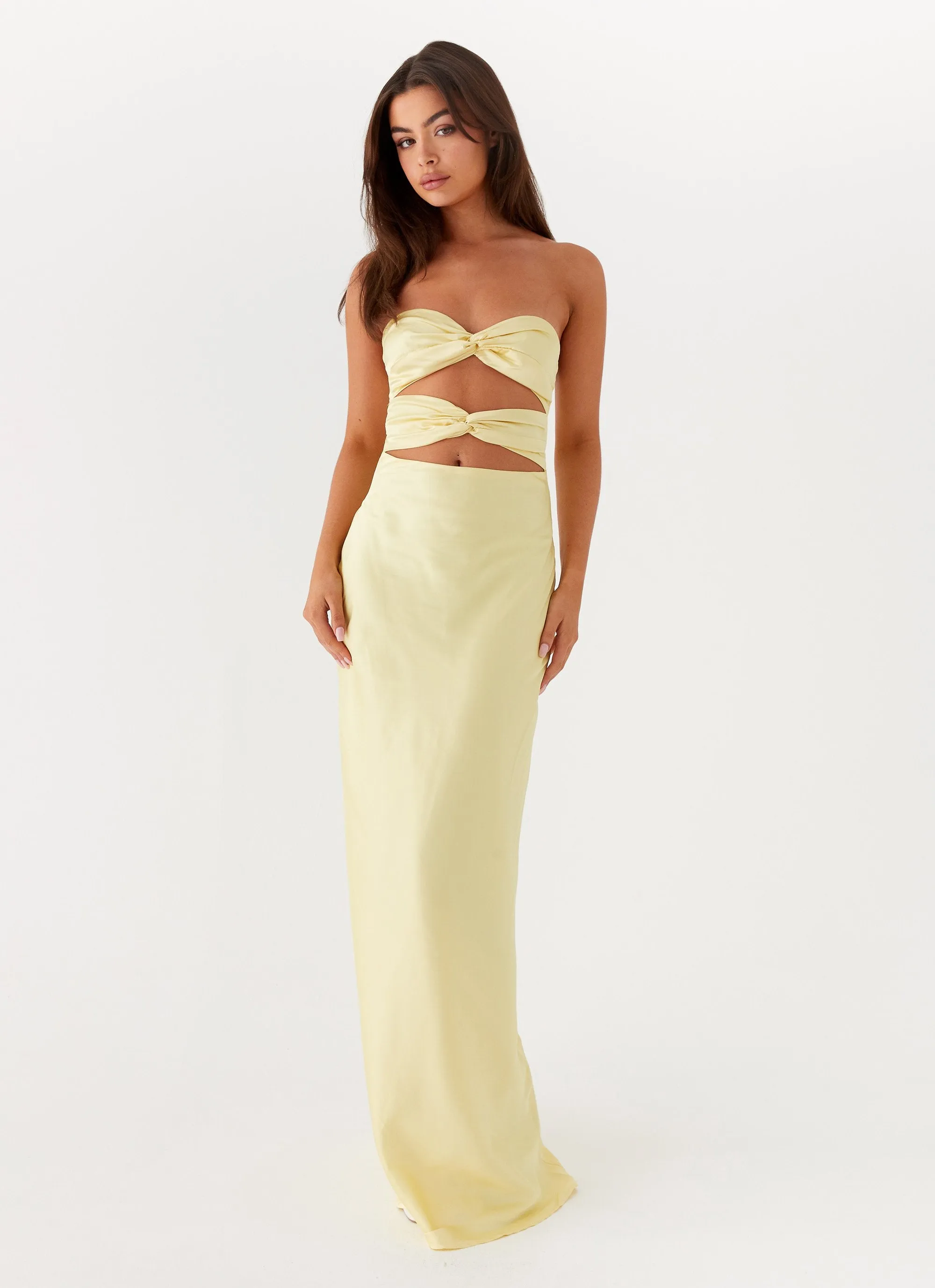 Tianna Strapless Maxi Dress - Yellow sold by Peppermayo