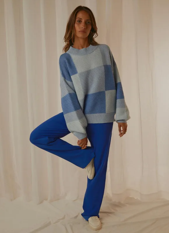 Tulum Nights Knit Jumper - Blue Patchwork made by Peppermayo