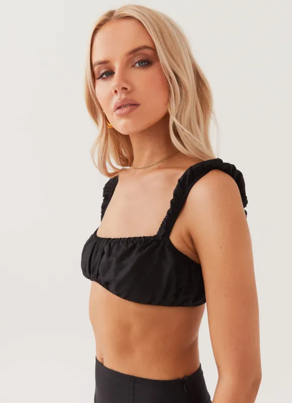 Valencia Villa Bralet Top - Black made by Peppermayo