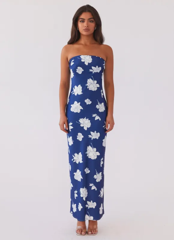 What I Want Maxi Dress - Navy Flora sold by Peppermayo
