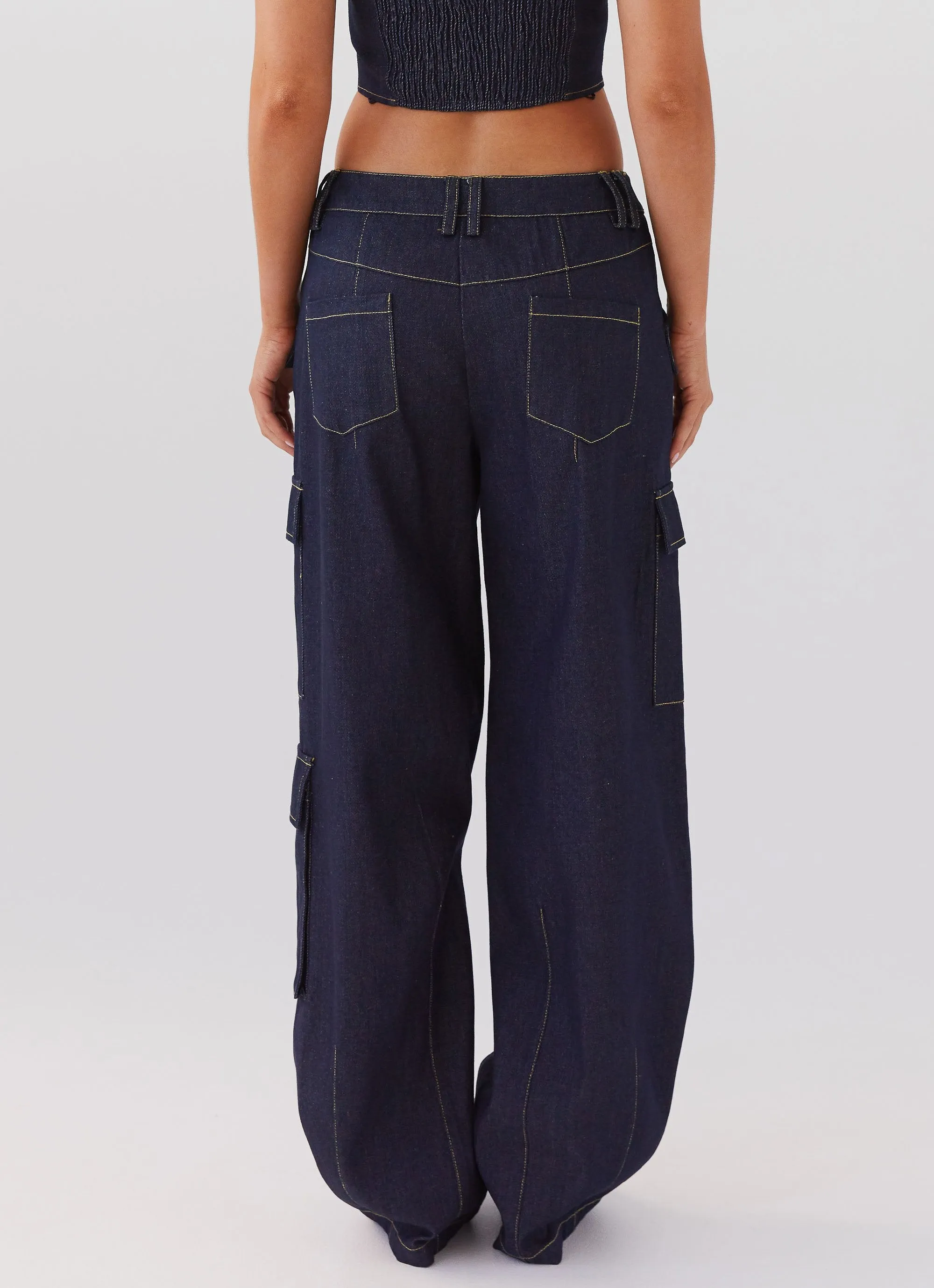 Greedy Denim Cargo Pants - Indigo sold by Peppermayo product image thumbnail 3